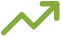 Green upward arrow combined with zigzag line, symbolizing growth or progress, set against a transparent background.